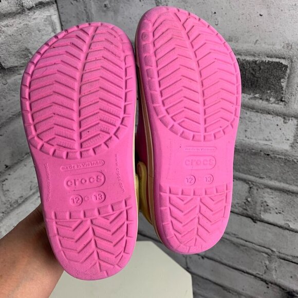 Crocs Bayaband Pink Yellow Clog Sandals - Picture 7 of 8